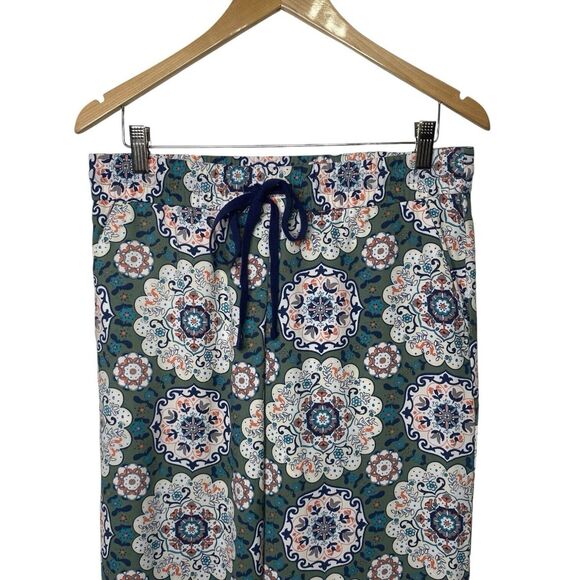 Loft Womens Size XS Floral Fluid Pants Wide Leg Elastic Waist Green Multicolor - Picture 2 of 9